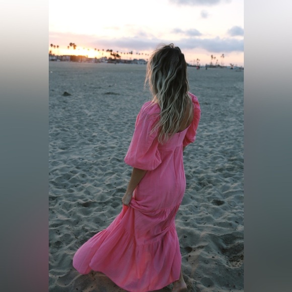 Iorane Pink Puff Sleeve Maxi Dress - Picture 2 of 8
